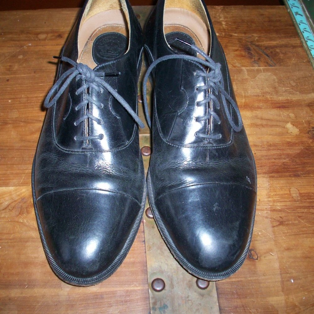 Oxford Dress Shoes Black Leather Men's Size 7 Wom 9 Cap Toe Paragon Handcrafted